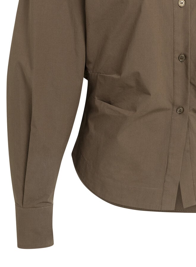 Chemise Yaya à col classique cintrée brune