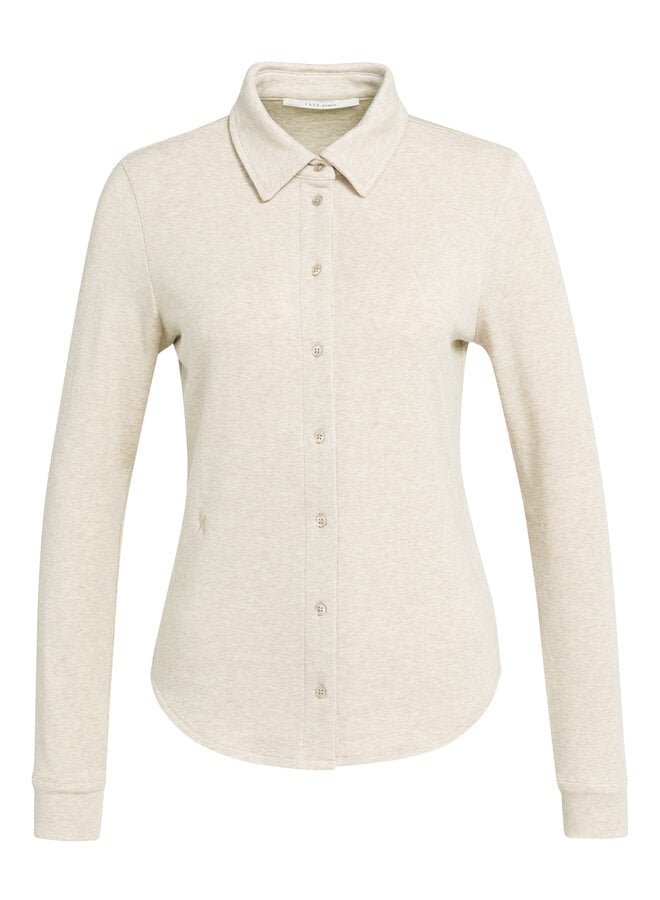 Chemise Yaya à col classique en jersey beige gruau mélange