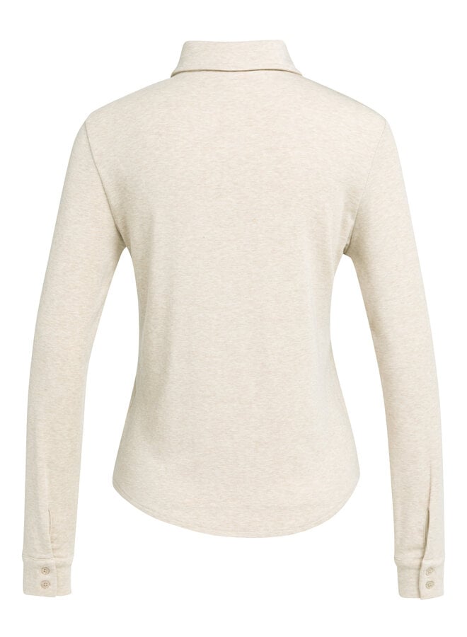 Chemise Yaya à col classique en jersey beige gruau mélange