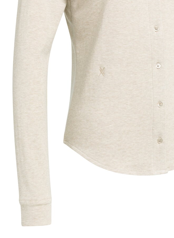 Chemise Yaya à col classique en jersey beige gruau mélange