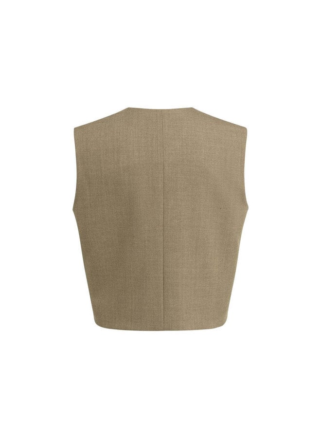Gilet Yaya sans manches croisé brun teak