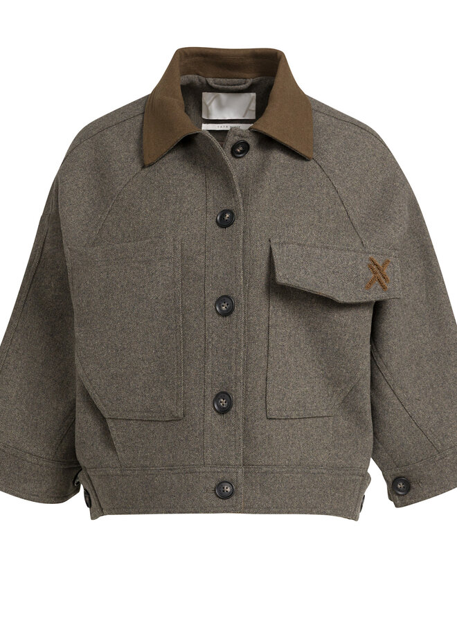 Jacket Yaya surdimensionné gris brun à col classique brun
