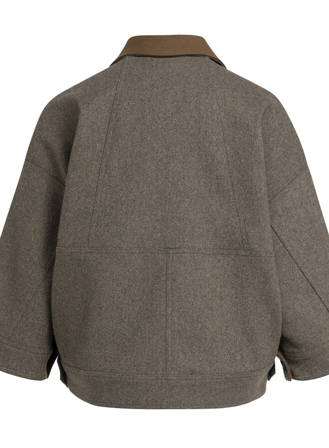 Jacket Yaya surdimensionné gris charcoal à col classique brun