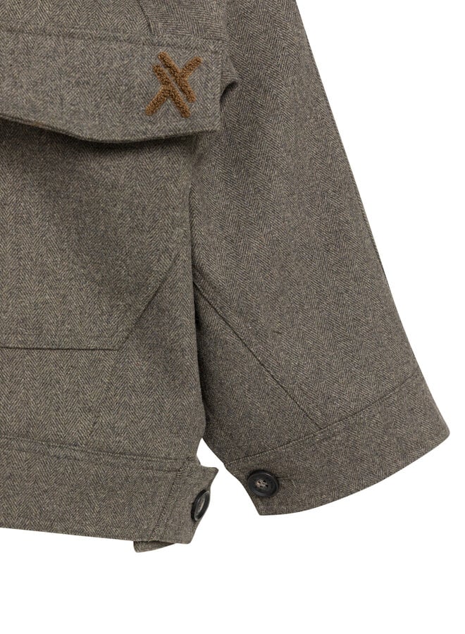 Jacket Yaya surdimensionné gris charcoal à col classique brun