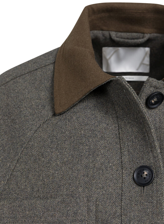 Jacket Yaya surdimensionné gris brun à col classique brun