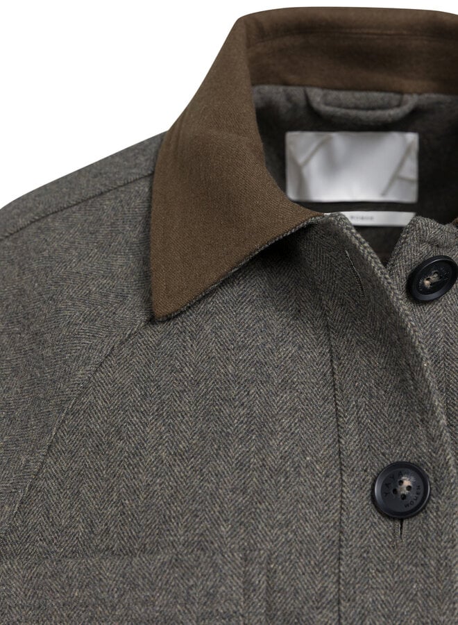 Jacket Yaya surdimensionné gris charcoal à col classique brun