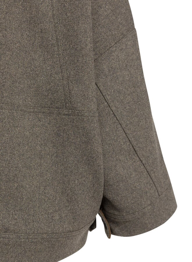 Jacket Yaya surdimensionné gris charcoal à col classique brun
