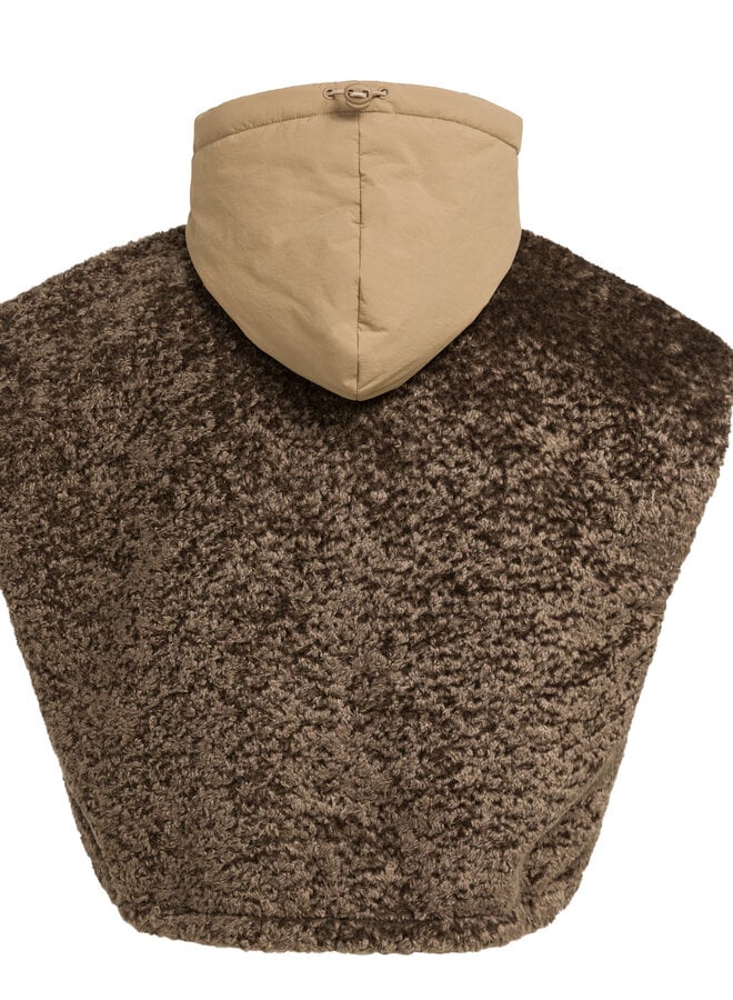 Veste Yaya sans manches teddy brune réversible brun loutre