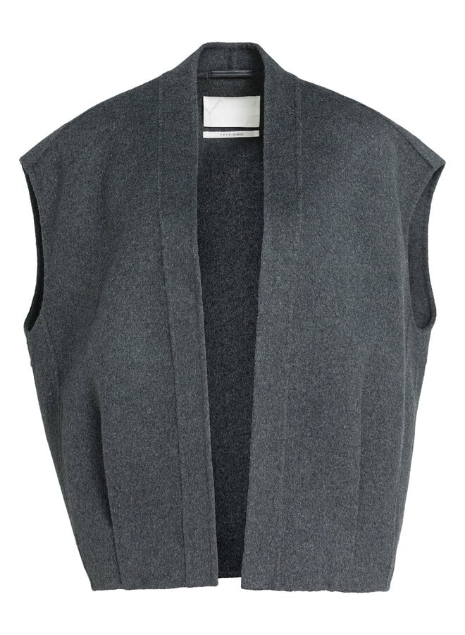 Veste Yaya surdimensionnée sans manches en lainage bleu marine
