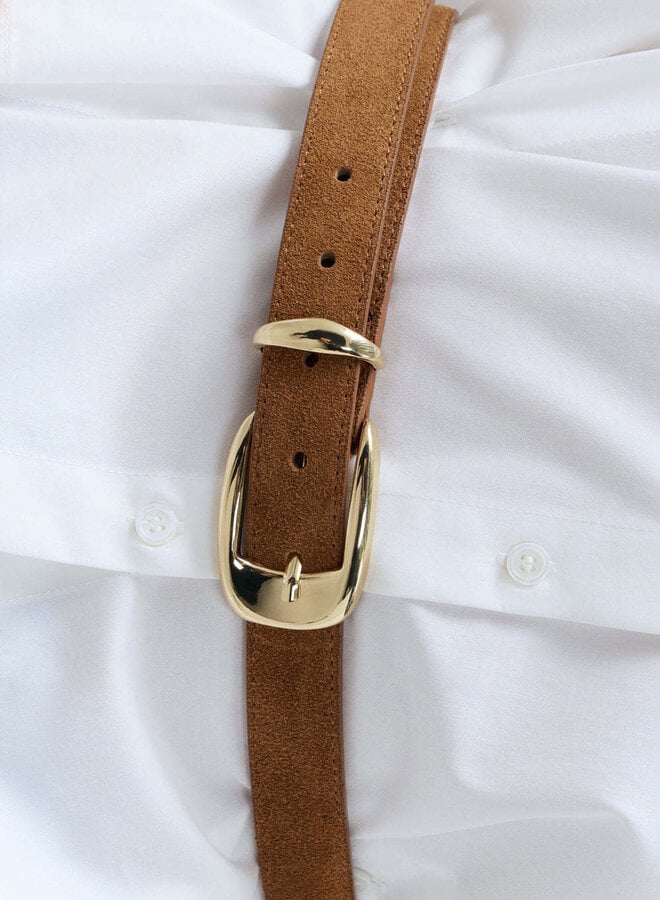 Ceinture Yaya étroite en suède brun bison