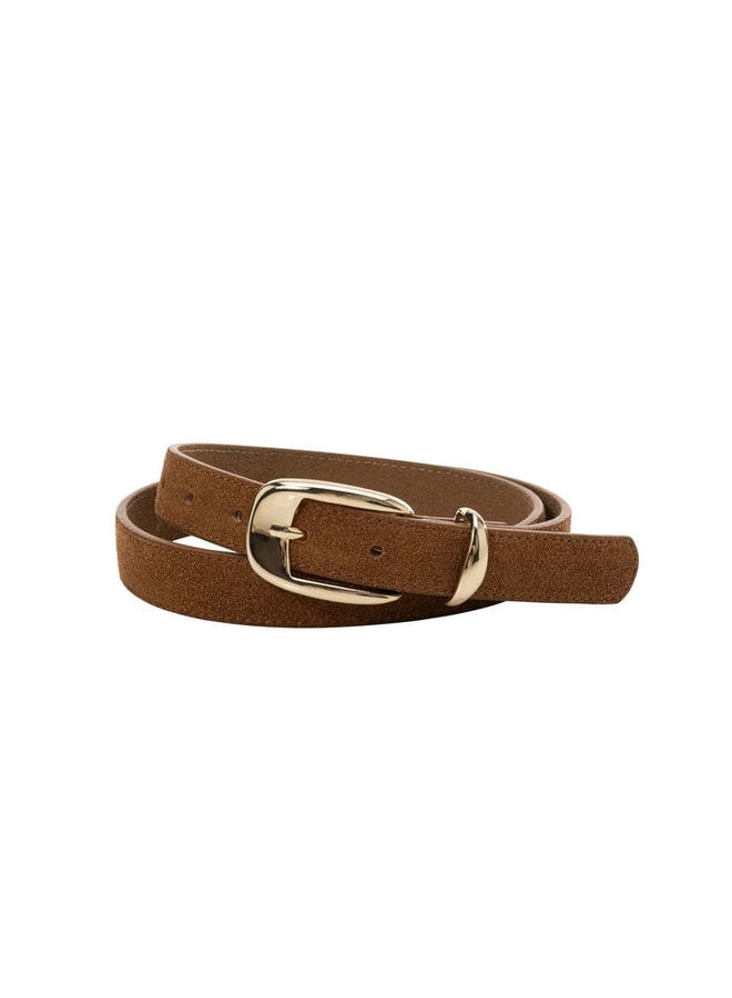 Ceinture Yaya étroite en suède brun bison