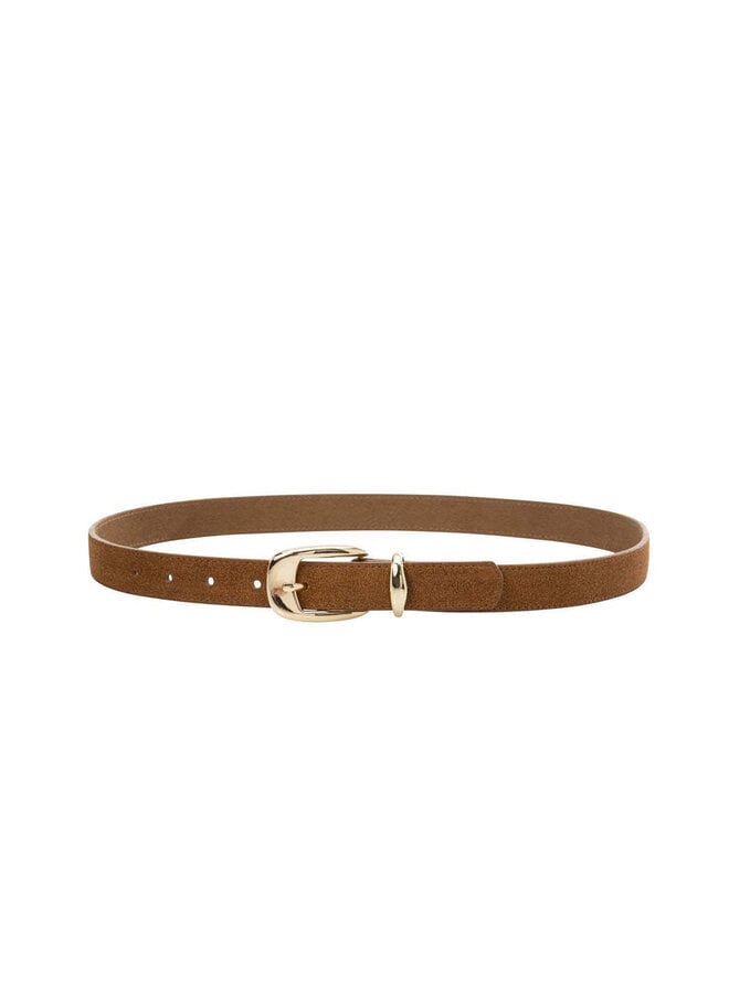 Ceinture Yaya étroite en suède brun bison