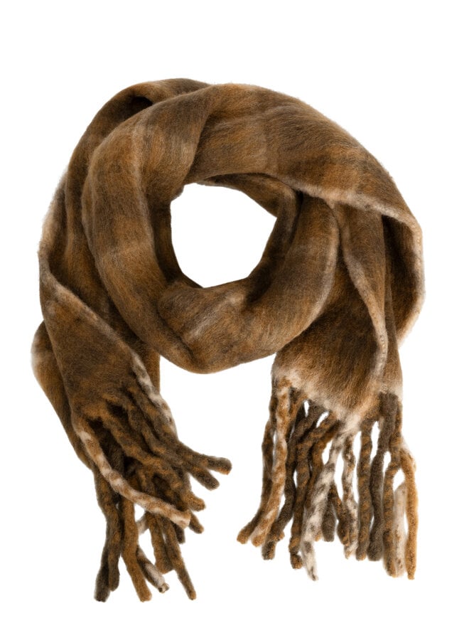 Foulard Yaya chunky à carreaux bruns