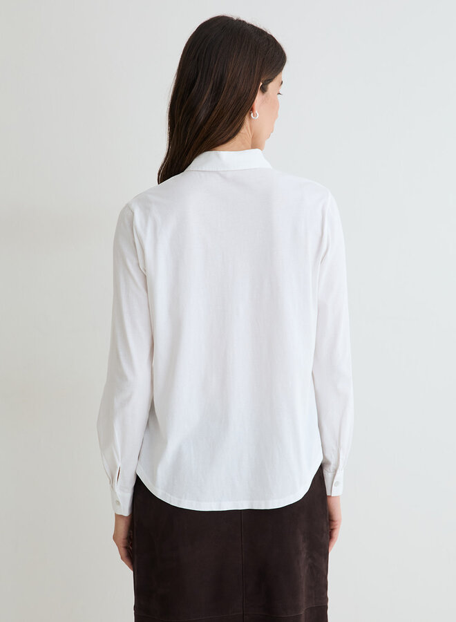 Blouse Yerse Chantal à col classique en jersey blanche