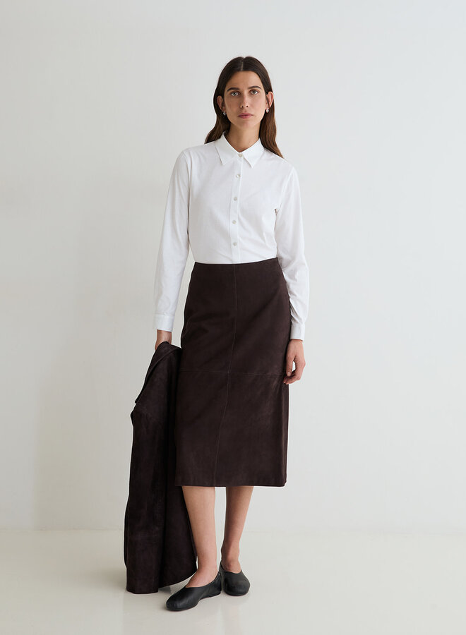 Blouse Yerse Chantal à col classique en jersey blanche