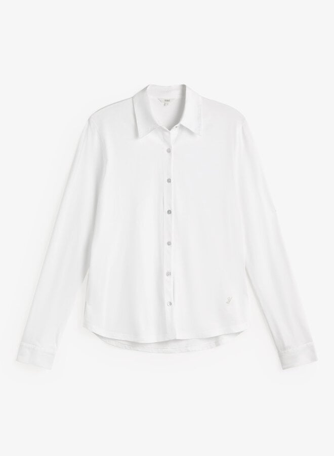 Blouse Yerse Chantal à col classique en jersey blanche