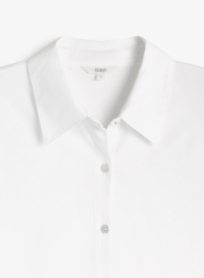 Blouse Yerse Chantal à col classique en jersey blanche