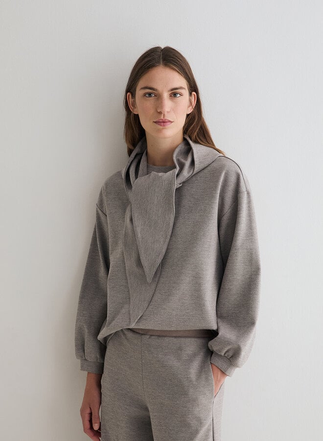 Chandail Yerse Svetlana en jersey avec foulard amovible gris argent