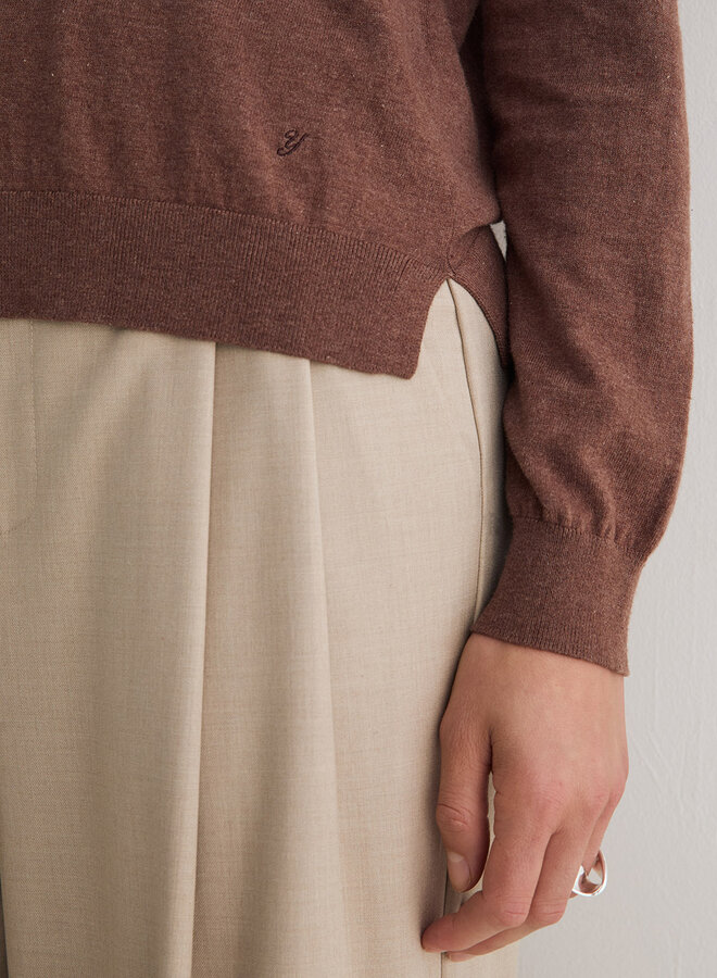 Tricot Yerse O-Clara à col V brun noisette