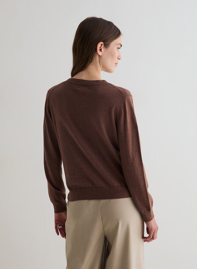 Tricot Yerse O-Clara à col V brun noisette