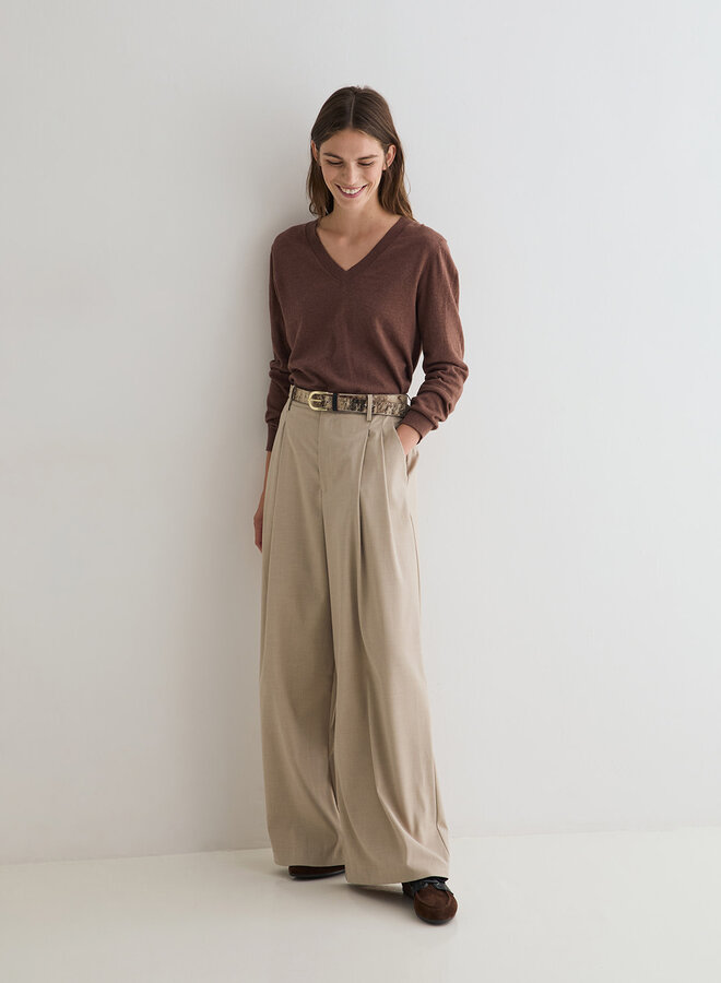Tricot Yerse O-Clara à col V brun noisette