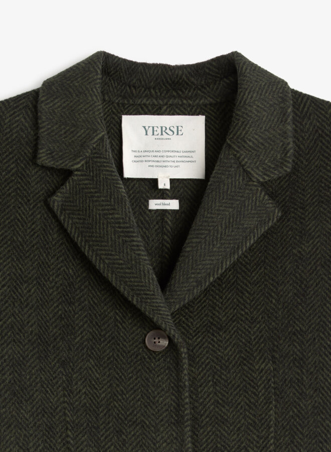 Manteau Yerse Carolina à chevrons verts & noirs