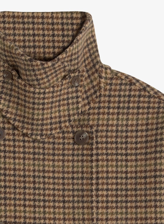 Manteau Yerse Mapi à fermeture croisée & pied-de-coq brun chocolat multi