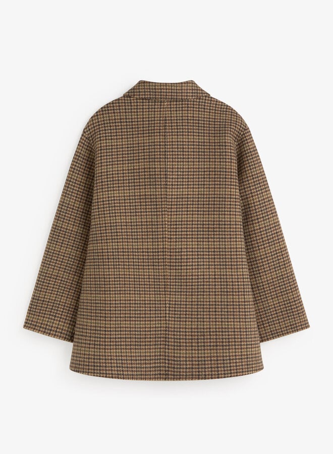 Manteau Yerse Mapi à fermeture croisée & pied-de-coq brun chocolat multi
