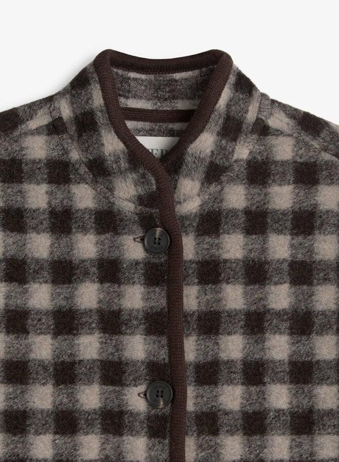 Jacket Yerse Nani à carreaux brun chocolat & écrus