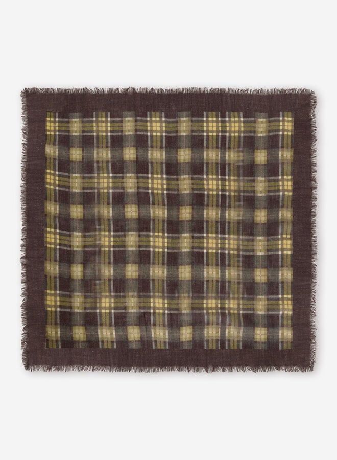 Foulard Yerse Durand à carreaux bruns multi