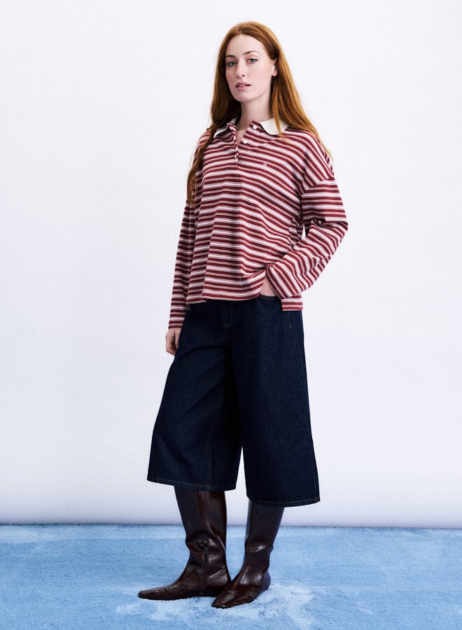 Polo Frnch Paris Rumoi rayé rouge bordeaux & rose