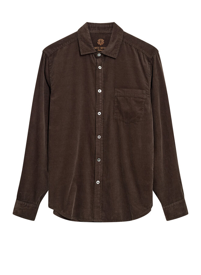 Chemise Mos Mosh Gallery Alden en corduroy brun café