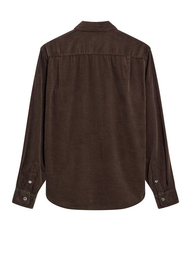 Chemise Mos Mosh Gallery Alden en corduroy brun café