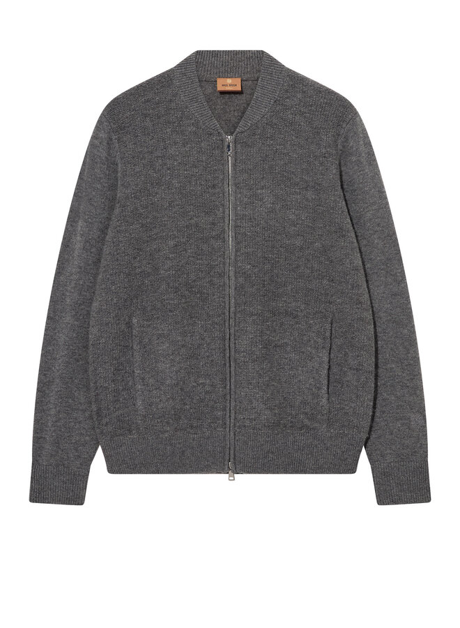 Cardigan Mos Mosh Gallery Ryan à col baseball & zip gris
