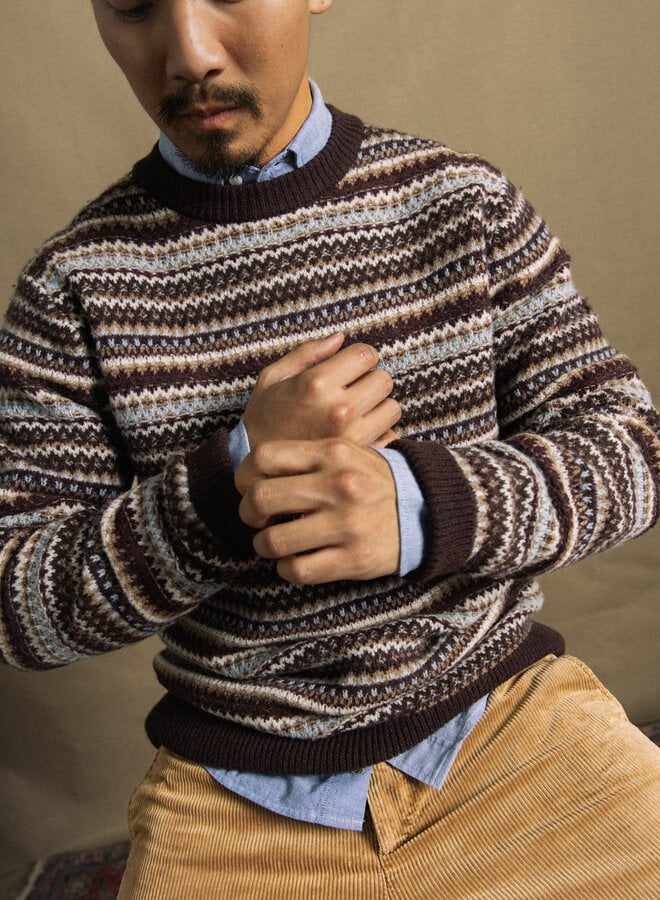Tricot Mos Mosh Gallery Laporte norvégien brun, beige & bleu pâle multi