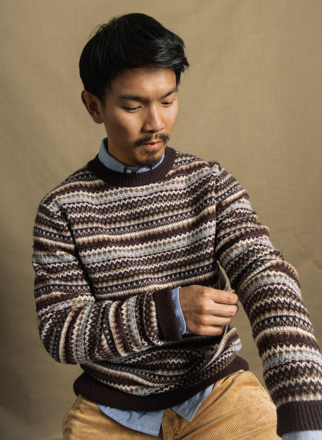 Tricot Mos Mosh Gallery Laporte norvégien brun, beige & bleu pâle multi