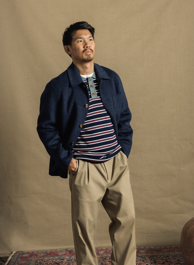 Manteau Mos Mosh Gallery Warren en lainage bleu marine