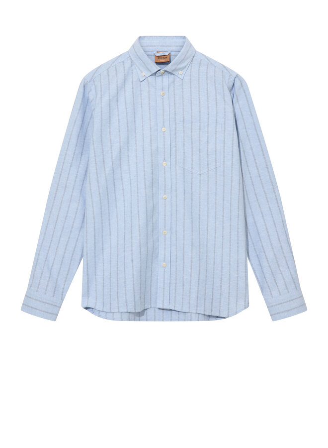 Chemise Mos Mosh Gallery Marco Brush bleu pâle rayée brune