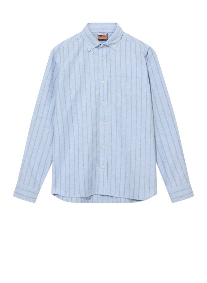 Chemise Mos Mosh Gallery Marco Brush bleu pâle rayée brune