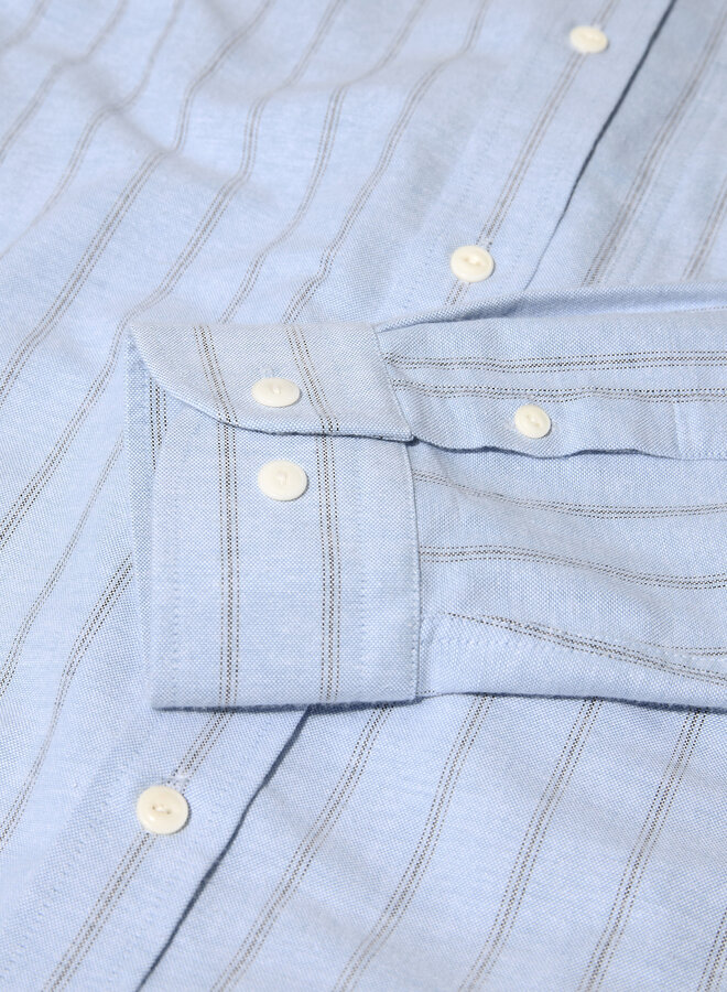 Chemise Mos Mosh Gallery Marco Brush bleu pâle rayée brune