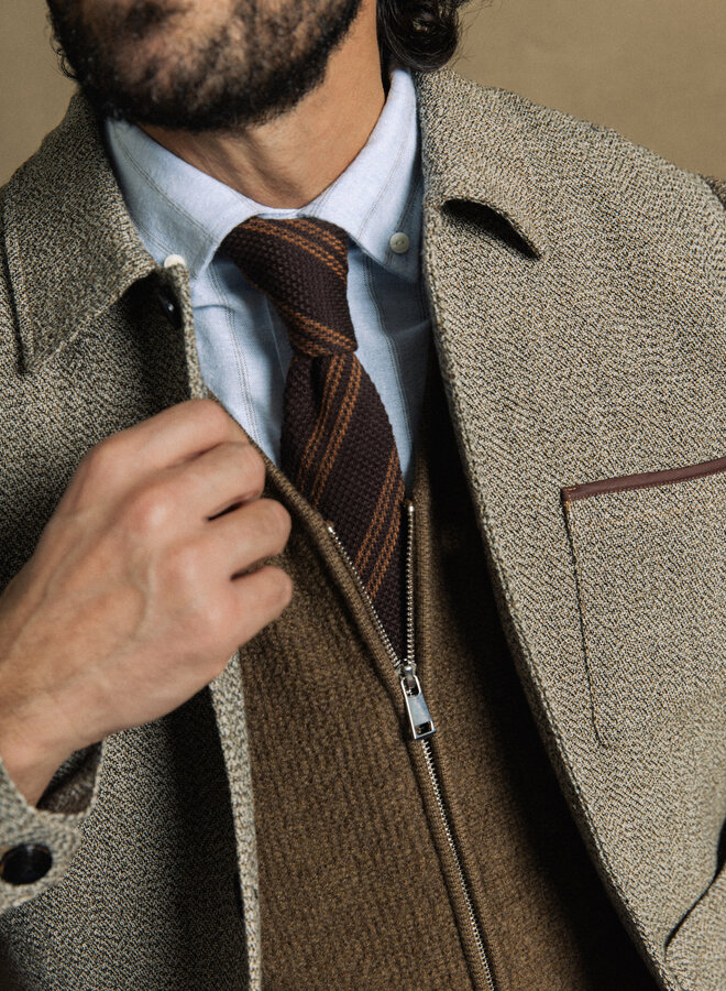 Chemise Mos Mosh Gallery Marco Brush bleu pâle rayée brune