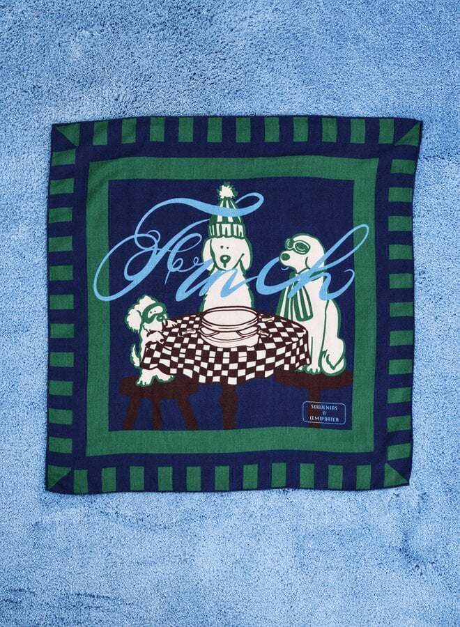 Foulard Frnch Paris Kishu bleu marine, vert & brun