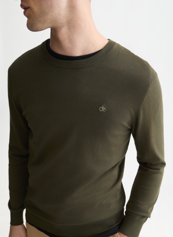 Tricot Scotch & Soda signature en viscose vert khaki