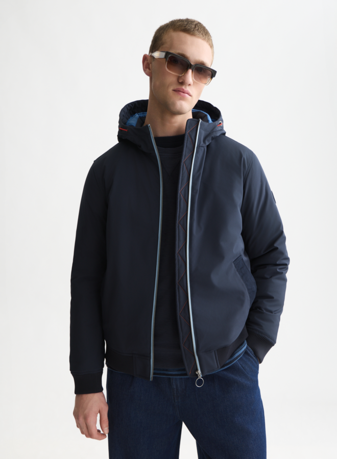 Manteau Scotch & Soda court à capuche bleu marine