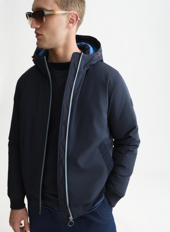 Manteau Scotch & Soda court à capuche bleu marine
