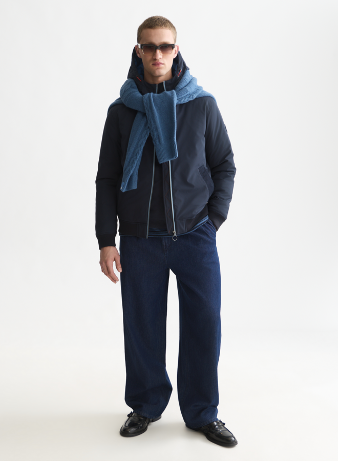 Manteau Scotch & Soda court à capuche bleu marine