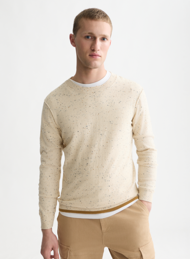 Tricot Scotch & Soda écru à picots bleus & camel