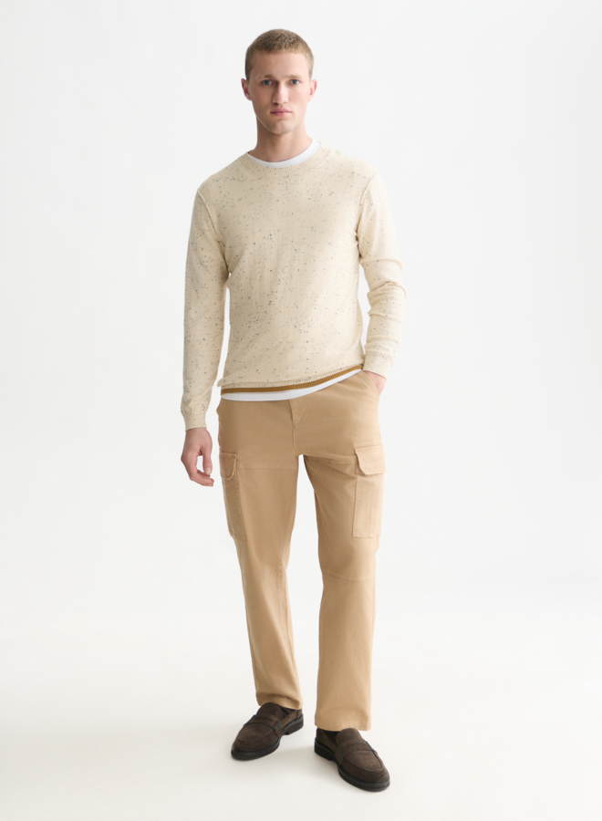 Tricot Scotch & Soda écru à picots bleus & camel
