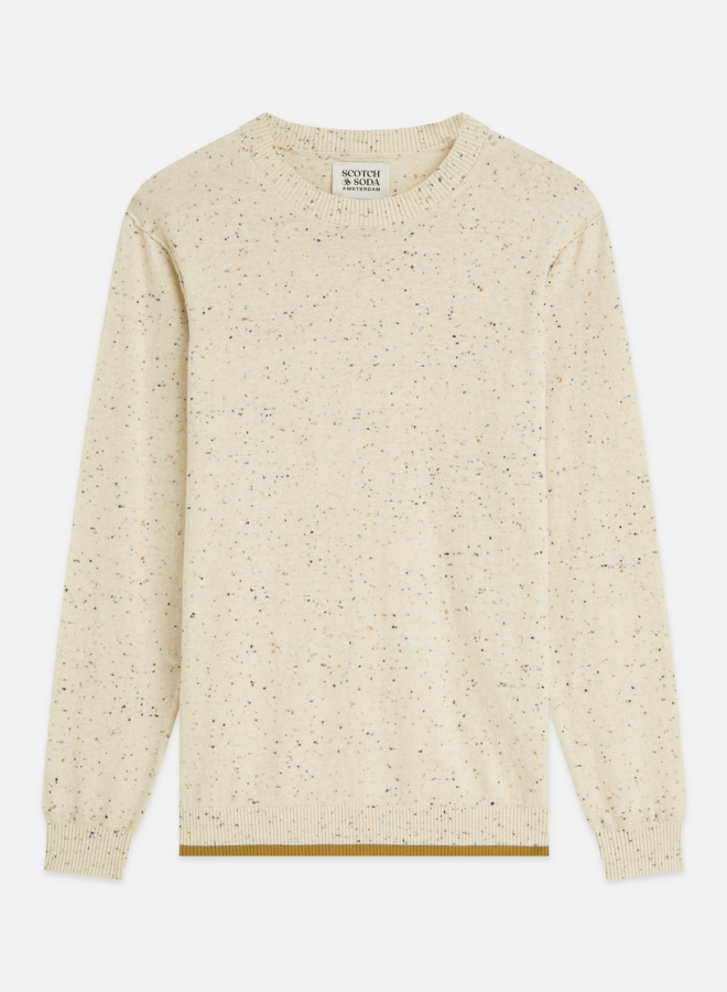 Tricot Scotch & Soda écru à picots bleus & camel