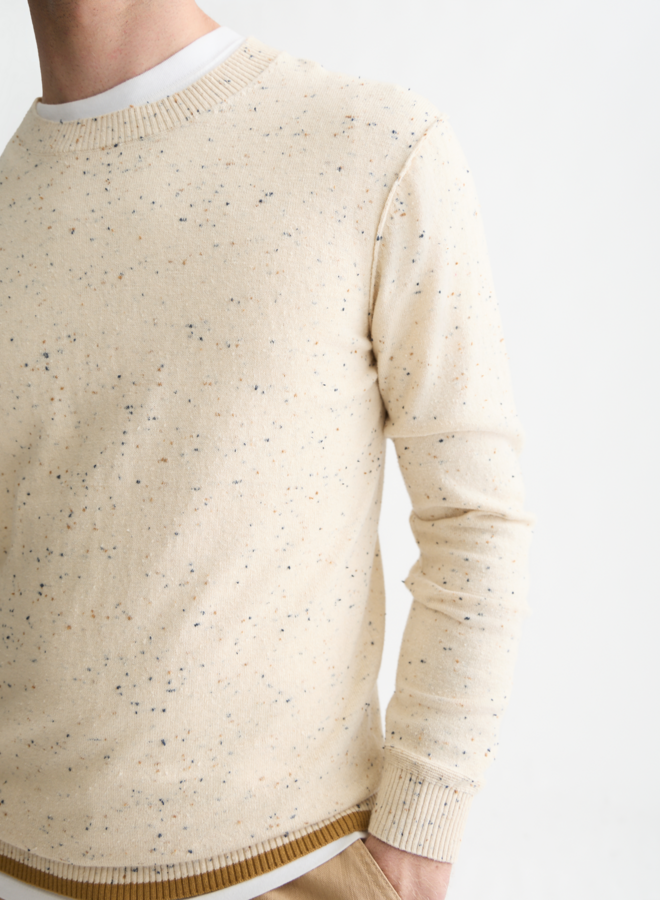 Tricot Scotch & Soda écru à picots bleus & camel